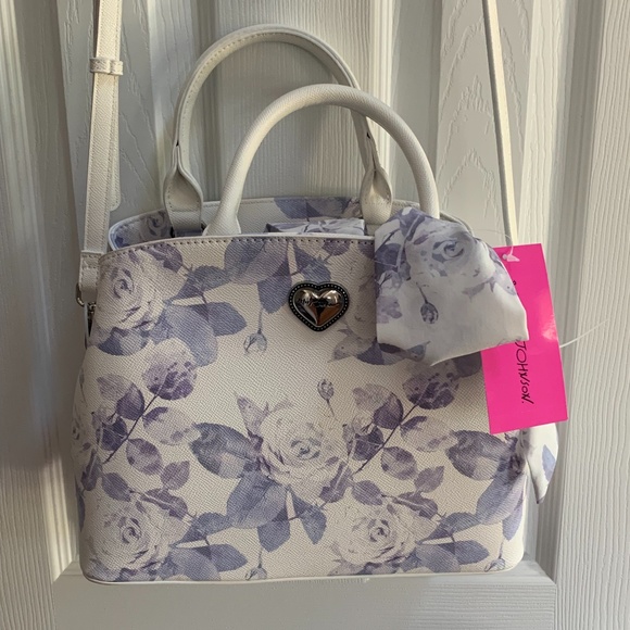 Betsey Johnson Handbags - Betsey Johnson Blue Flower XOGIGI Satchel / Crossbody with Scarf--Hard to Find